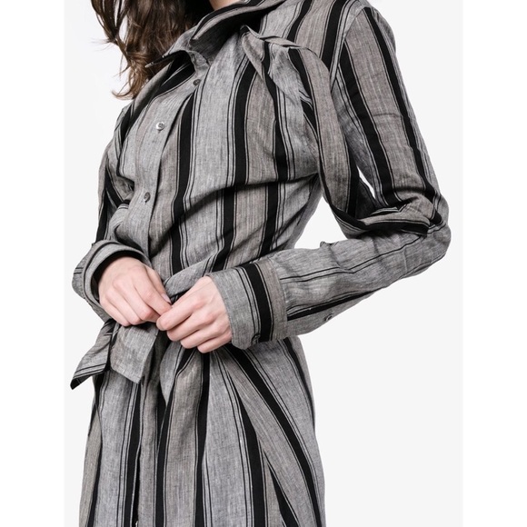 Y / PROJECT Linen Stripe Long Sleeve Maxi Shirt-Dress NEW Rihanna M and XS - Picture 4 of 8